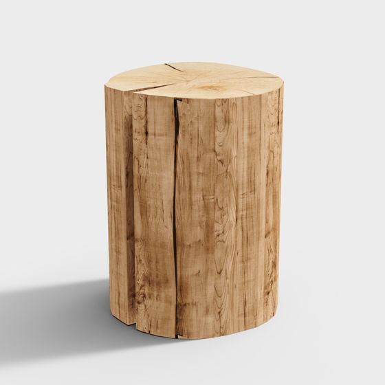 Natural Stump Stool 3D model for Creative Projects