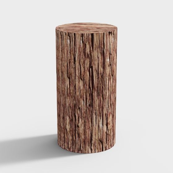 Realistic Carved Wood Stool 3D model