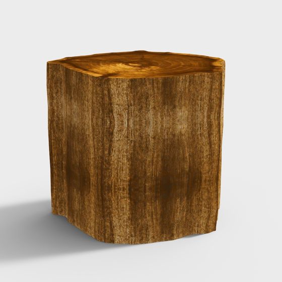 Realistic Low-Polygon Tree Stump Stool 3D model