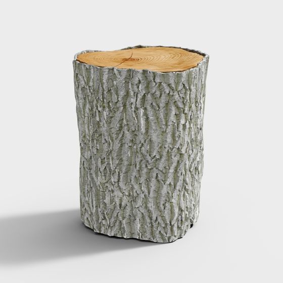 Low-Poly Tree Stump Bench 3D model