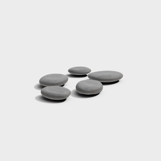 Soft Gray Pebbles 3D model for Creative Projects