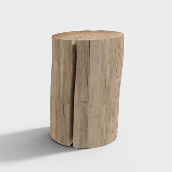 Natural Aesthetic Tree Stump Stool 3D model