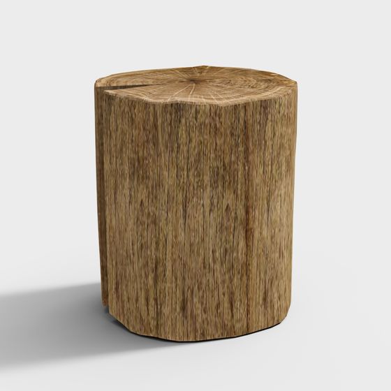 Realistic Stump Stool 3D model for Nature-Inspired Design