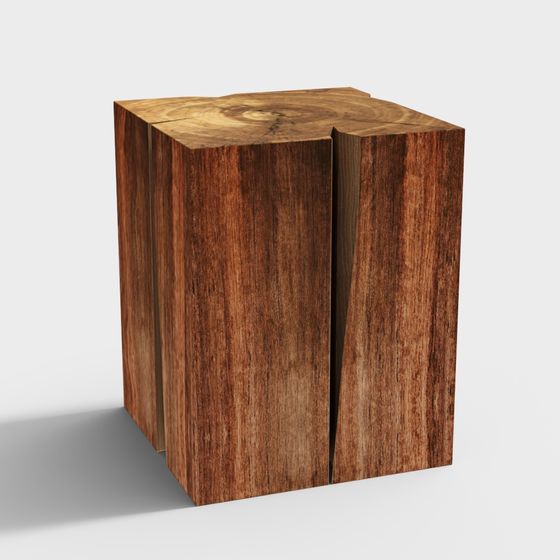 Rustic Wooden Corner 3D Model for Natural Spaces