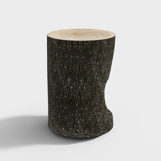 Rustic Tree Stump Stool 3D model