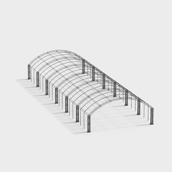 Futuristic Curved Metal Pavilion 3D model