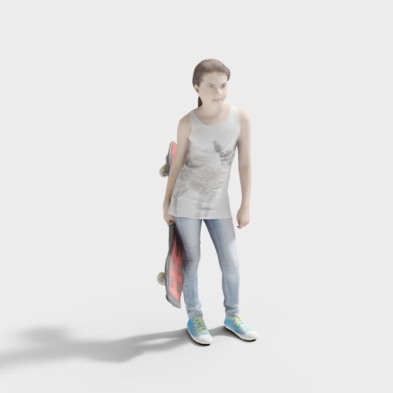 Skateboarding Girl 3D model