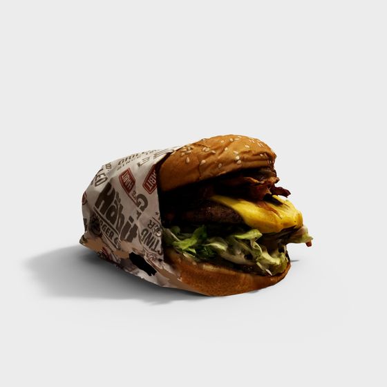 Low-Poly Burger 3D model with High Detail