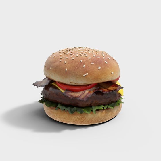 Delicious Low-Poly Hamburger 3D model