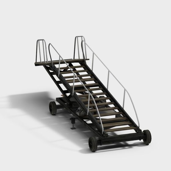 Low Polygon Airport Boarding Steps 3D model