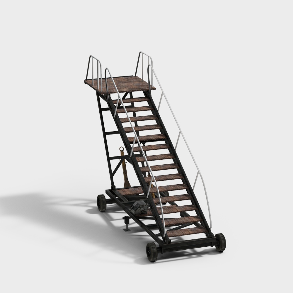 Stylish Industrial Aesthetic Mobile Ladder 3D model