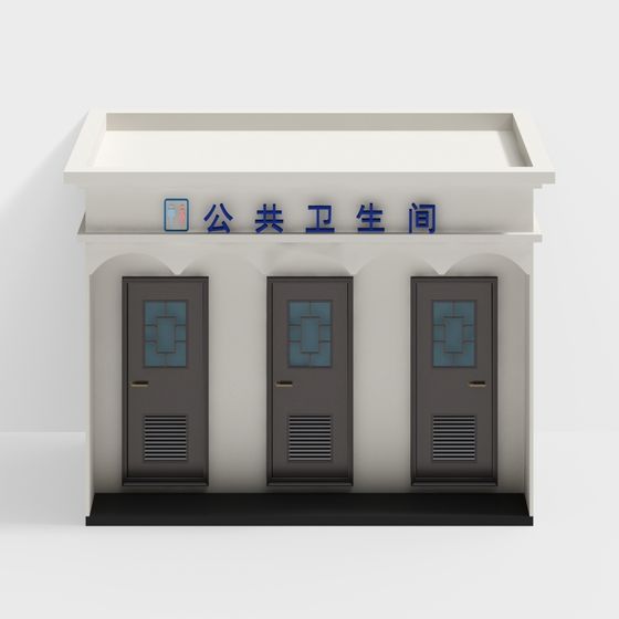 Low-Poly Public Restroom 3D model