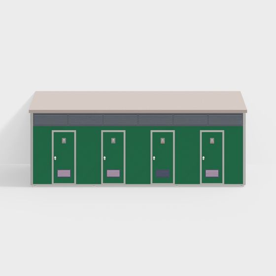 Industrial Style Green Storage Shed 3D model