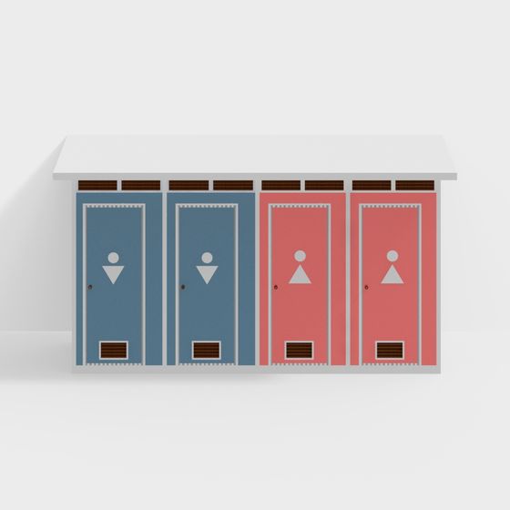 Colorful Public Toilet Cabin 3D model