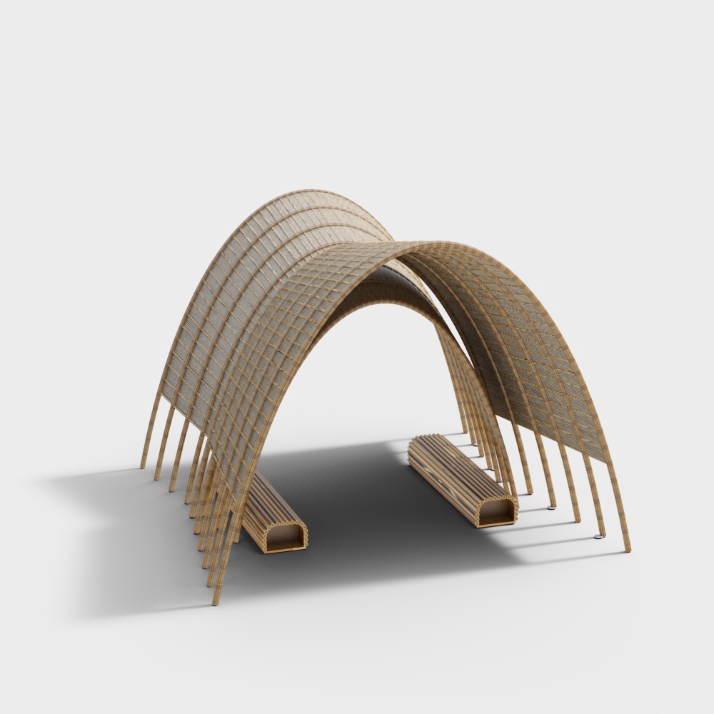 Modern Bamboo Archway 3D Model – Natural Bamboo Design