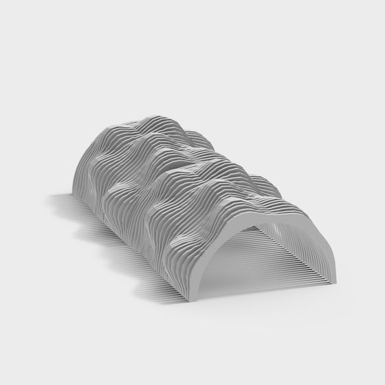 Wave Mountains Low-Poly 3D Model