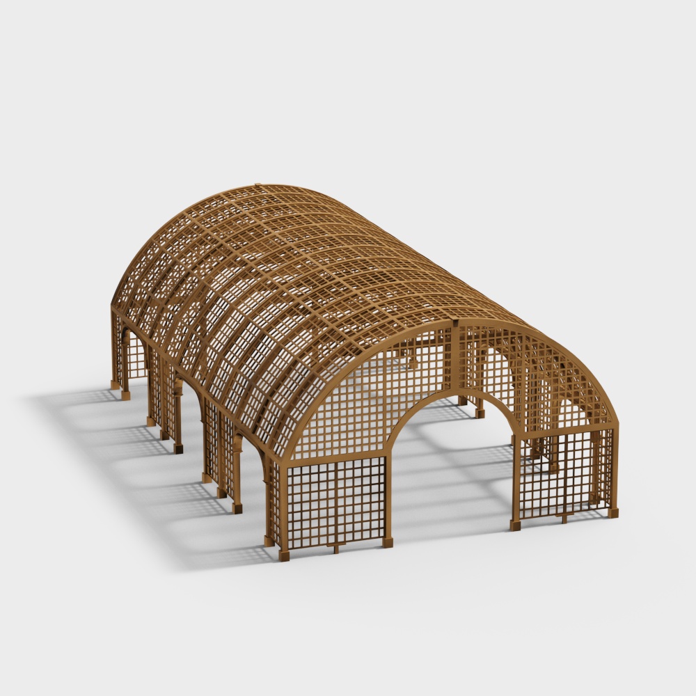 Rustic Garden Arbor Low-Poly 3D Model – Wood & Lattice