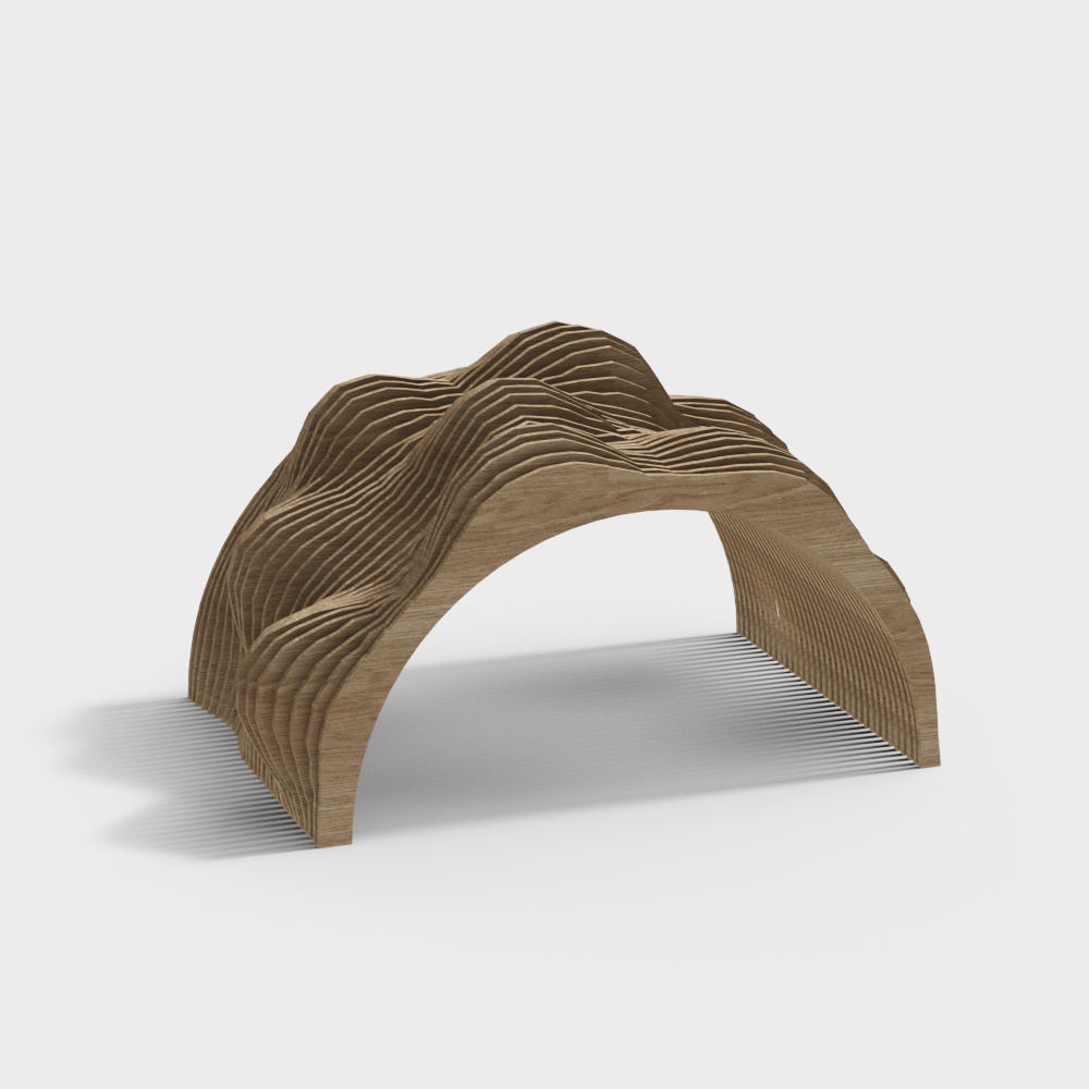 Modern Wooden Archway 3D Model – Nature-Inspired Design