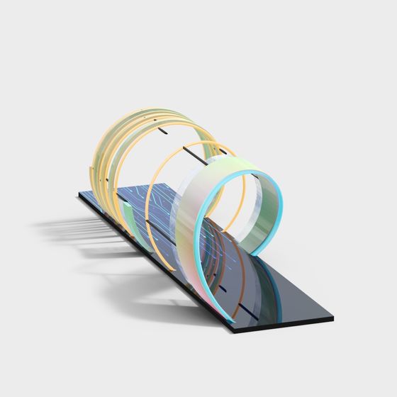 Colorful Arcs Bridge 3D Model