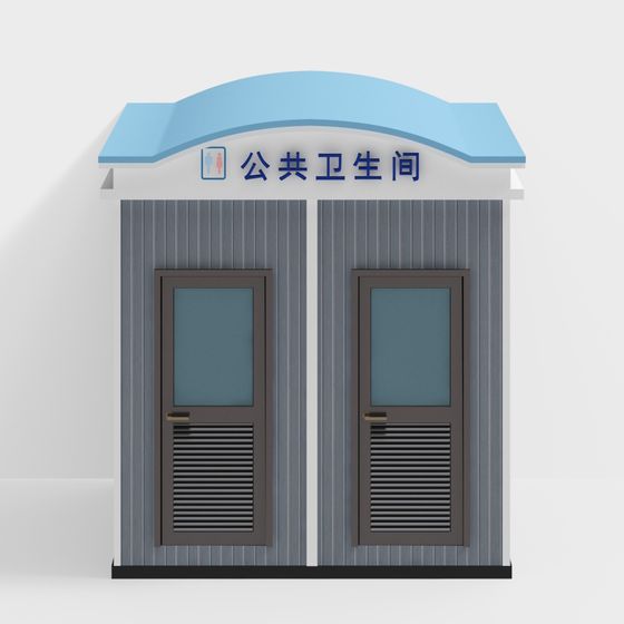 Low-Polygon Public Restroom 3D Model