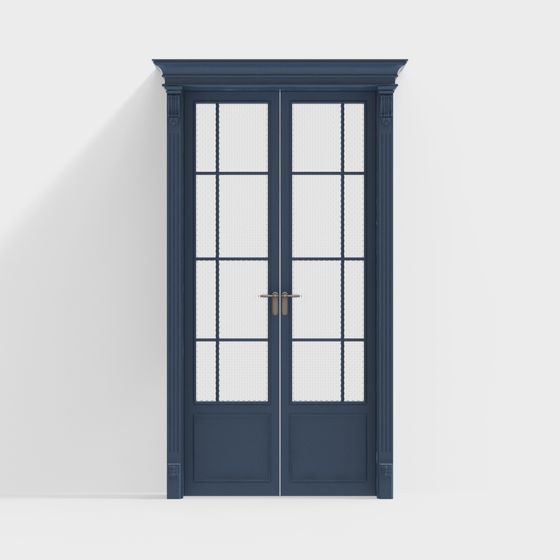 Elegant Navy Blue French Doors 3D model for Inspired Interiors