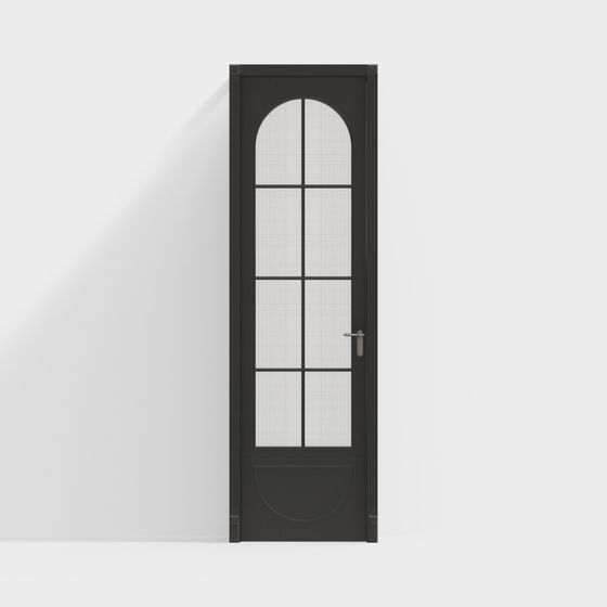 Black French Single Door 3D Model
