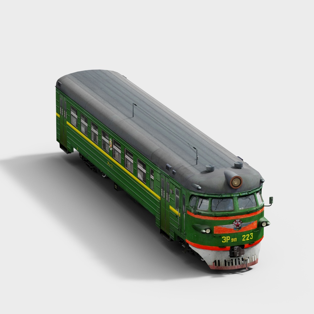 Vintage Green Train 3D Model