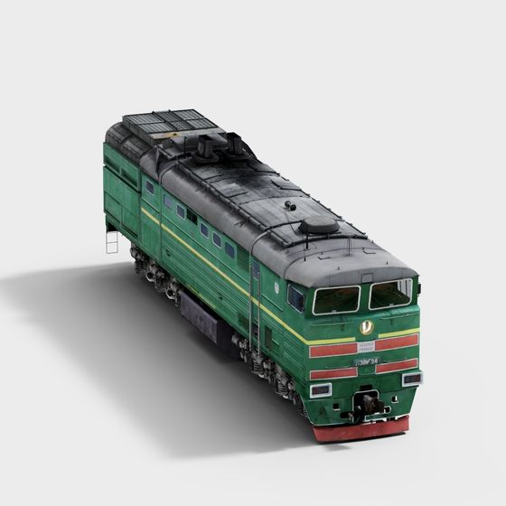 Vintage Green Train 3D model