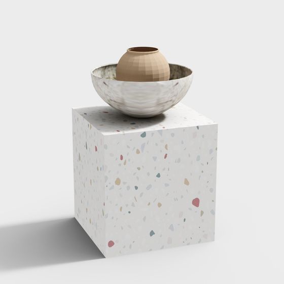 Terrazzo Vase 3D model - Unique Low-Polygon Design