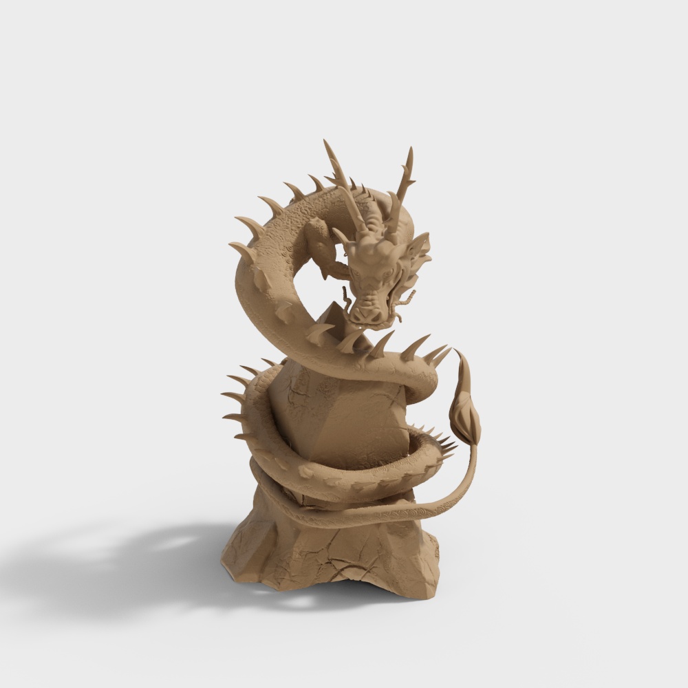 Winding Dragon 3D model - Oriental Fantasy Guardian