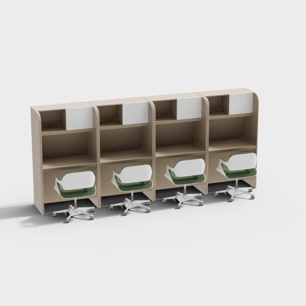 Multi-person desks and chairs in study room