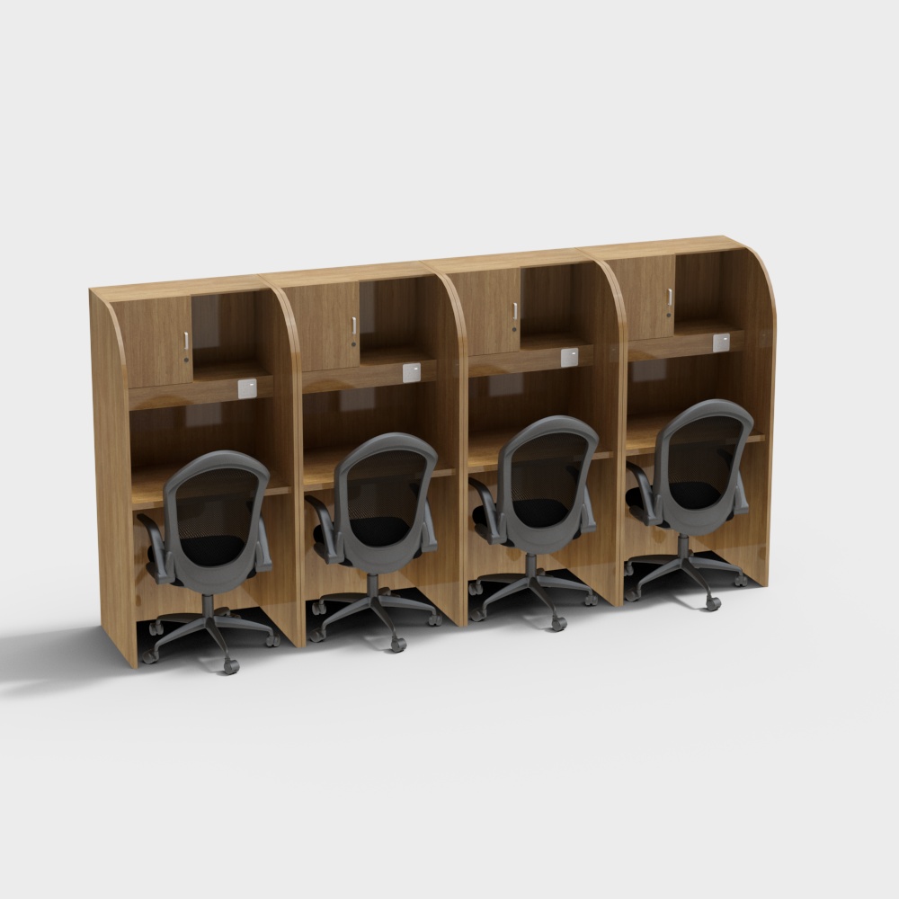 Multi-person desks and chairs in study room