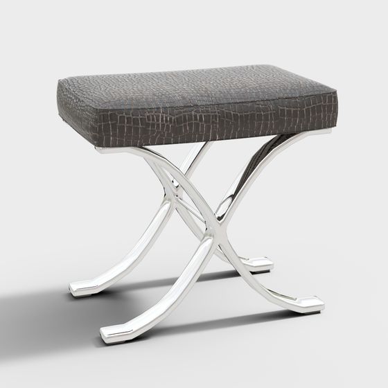 X-Shaped Metal Stool 3D Model for Design Projects