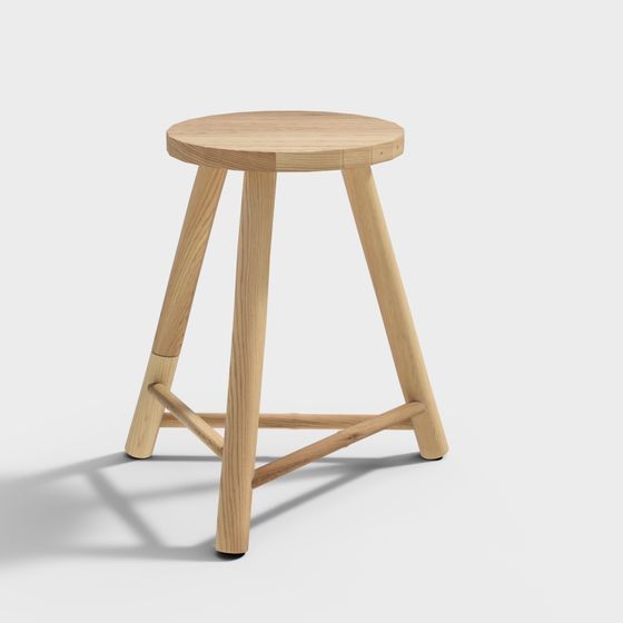 Elegant Wooden Stool 3D model for Creative Applications