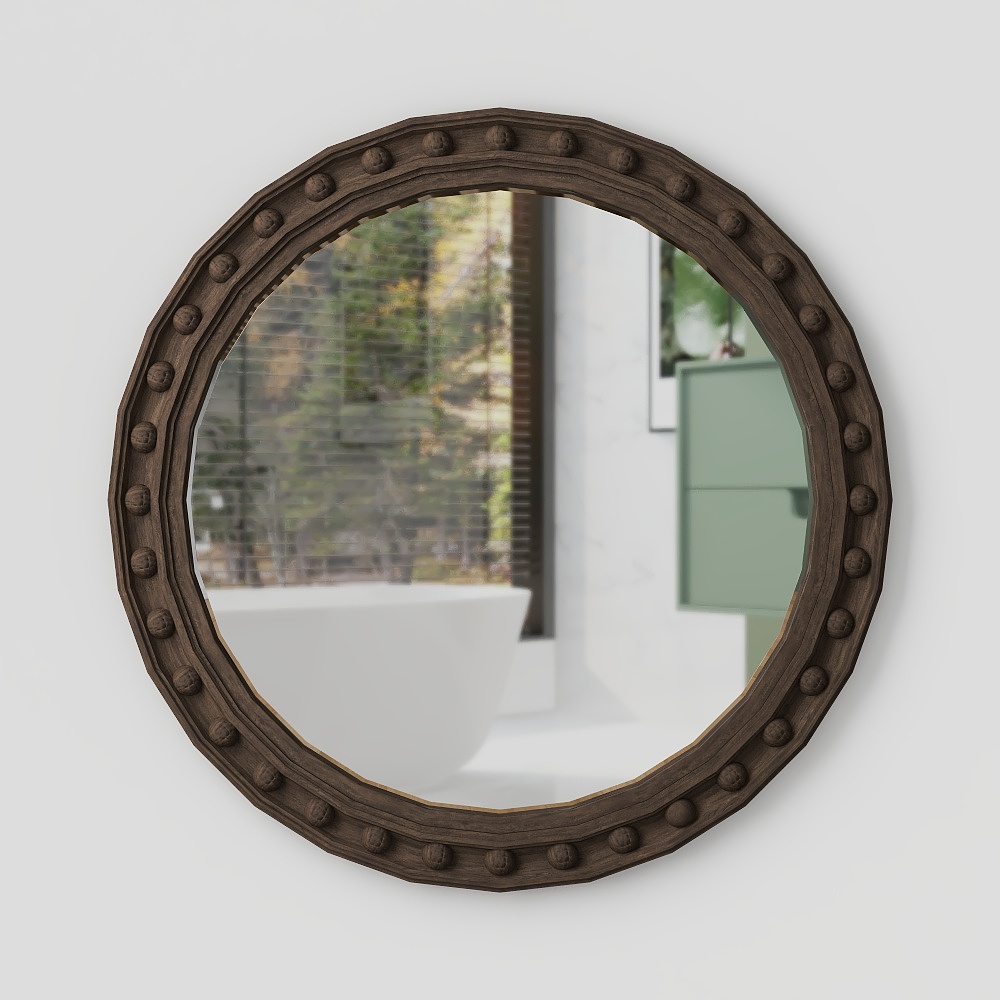 Vintage Round Mirror 3D model
