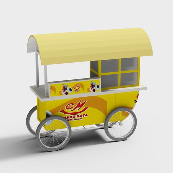 Vibrant Street Food Cart 3D Model