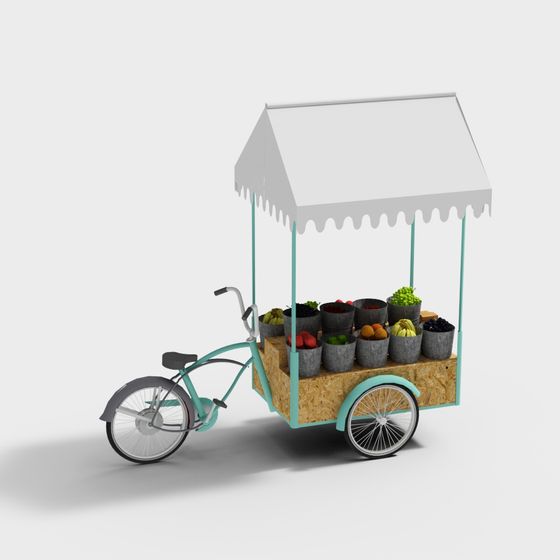 Charming Fruit Cart 3D model for Creative Projects