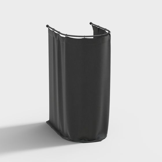 Sleek Arched Curtain Rod 3D model for Stylish Spaces