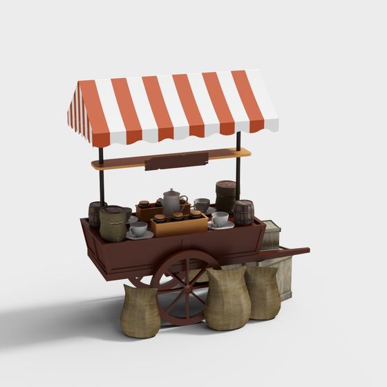 Vintage Coffee Cart 3D model for Creative Projects
