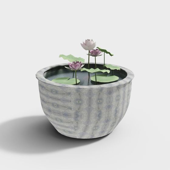 Serene Aquatic Lotus Bonsai 3D model