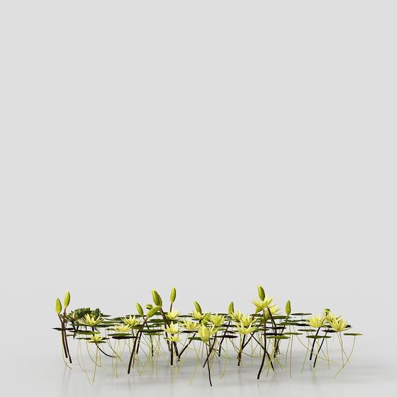 Detailed Low-Poly Water Plant Cluster 3D model