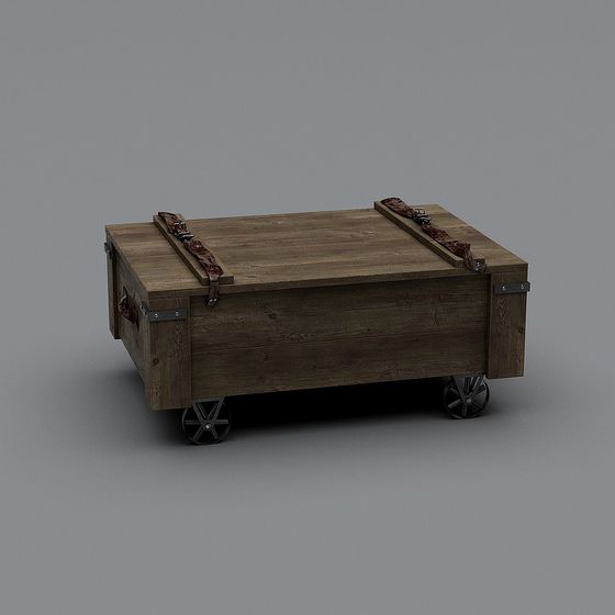 Industrial Mobile Wooden Chest 3D model