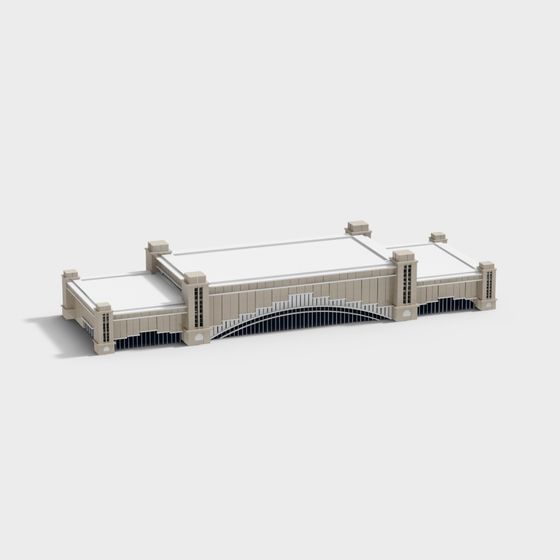 Historical Low-Polygon Train Station 3D Model