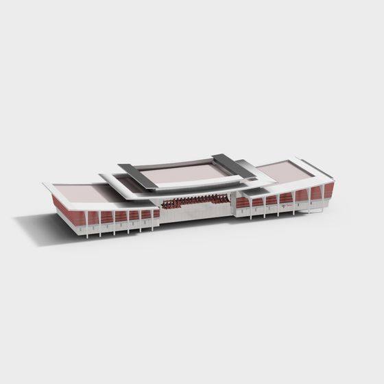 Futuristic Low-Poly Building 3D model