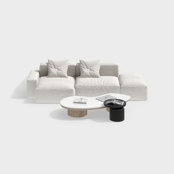 Modern Minimalist Sofa and Coffee Table 3D model
