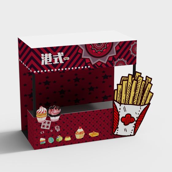Vibrant Hong Kong-style Food Stall 3D model
