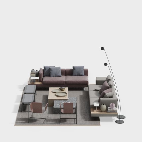 Cozy Living Room Set 3D model for Modern Interiors