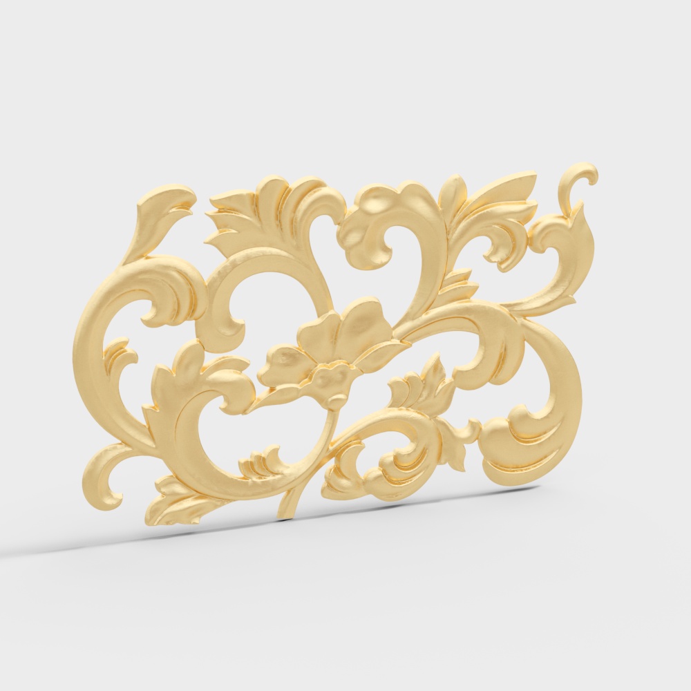 decoration wall carving baroque rococo vintage component gold yellow