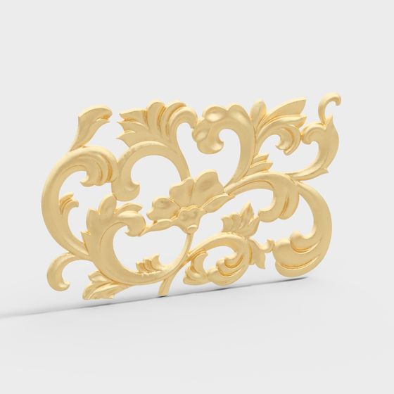 Elegant Gold Textured Wall Sculpture 3D model