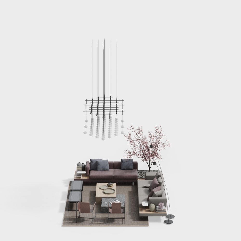 雙人沙發多座沙發現代布料沙發組合